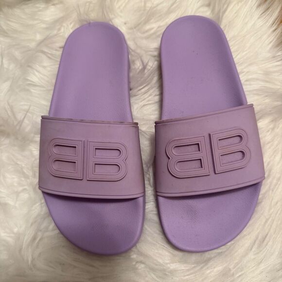 BALENCIAGA Women's Pool Bb Slide Sandal in Purple - Picture 4 of 10